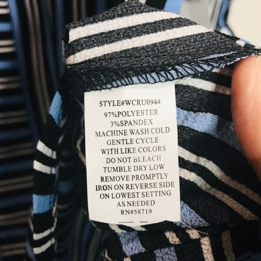 Notations Blue Black White Stripe Blouse size 1X NWT - Picture 5 of 6